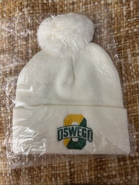 SUNY Oswego Cream Pom Pom Beanie Hat